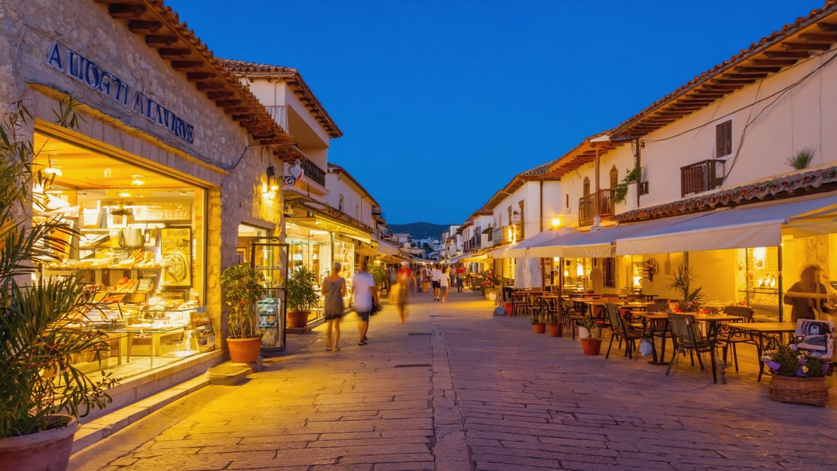Algarve Holiday street life at dusk