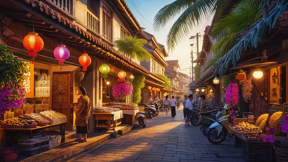 Bali Holiday street life at dusk