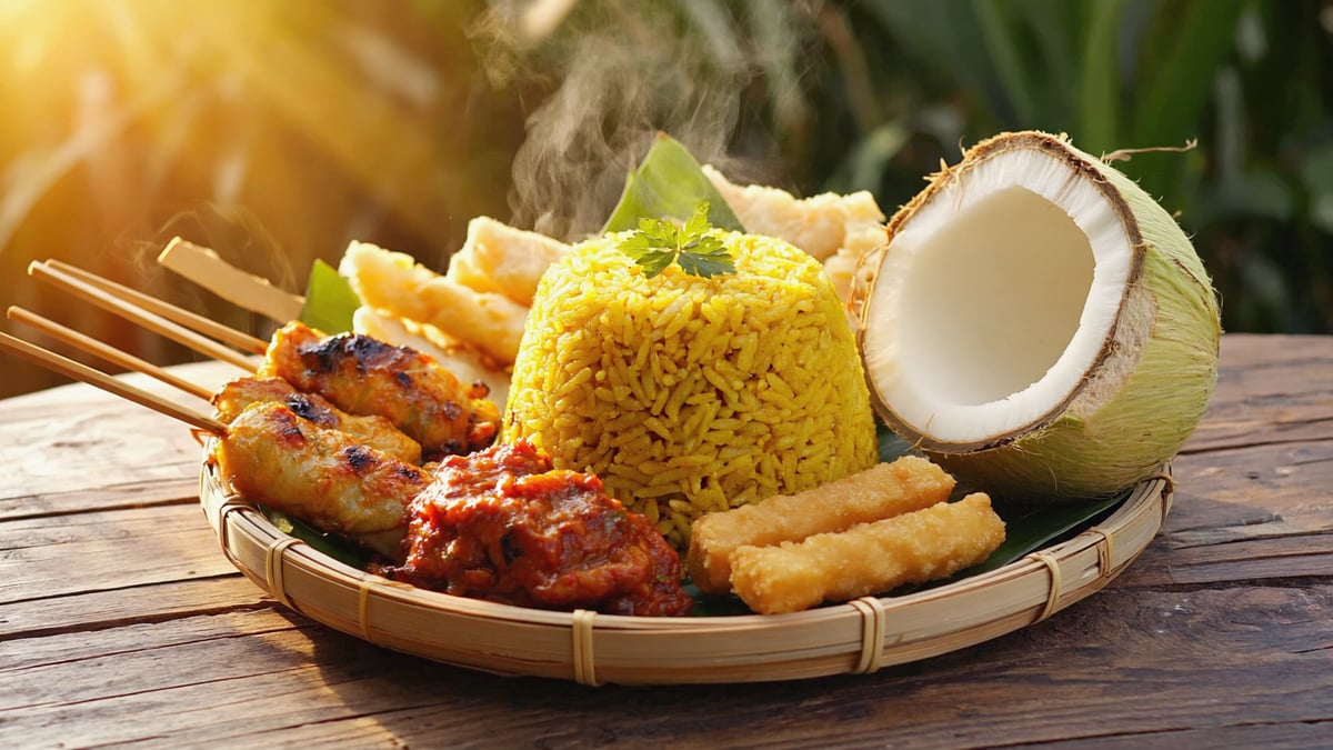 Balinese nasi campur feast platter