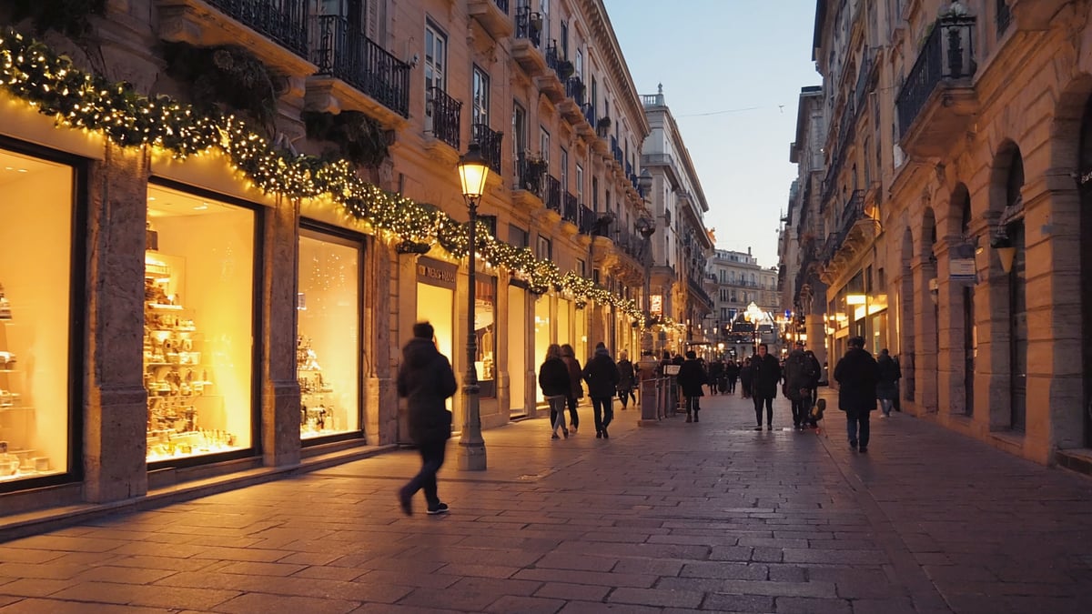 Barcelona Holiday street life at dusk