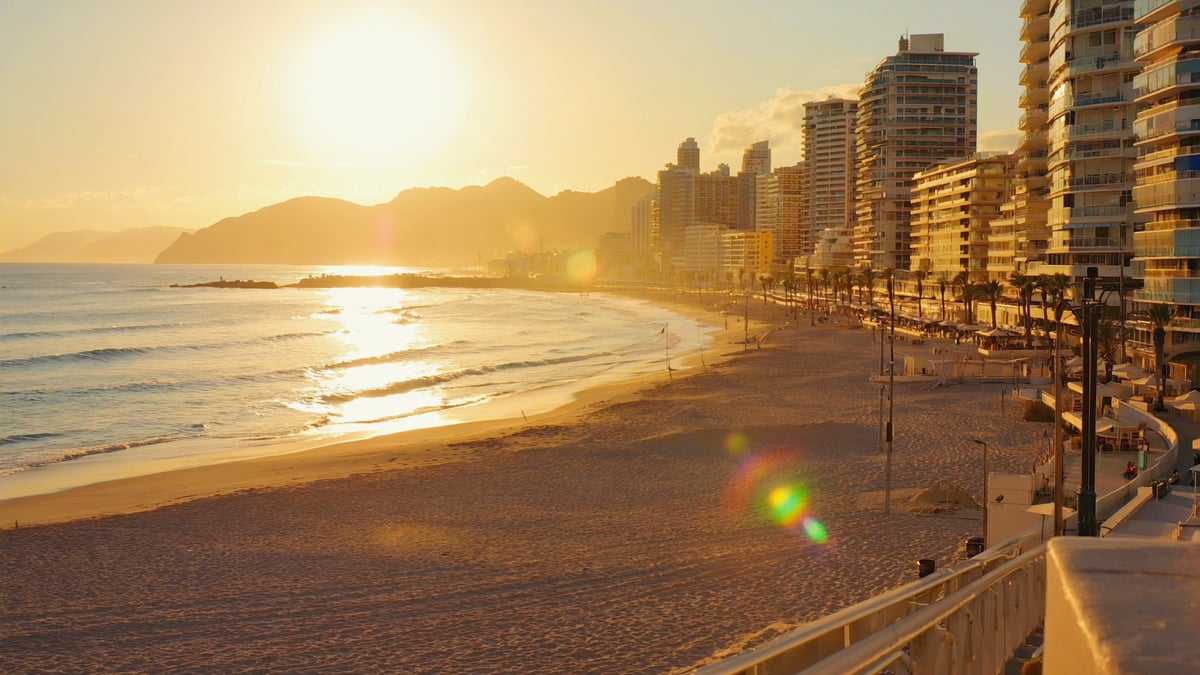 Barceloneta beach and Mediterranean sea