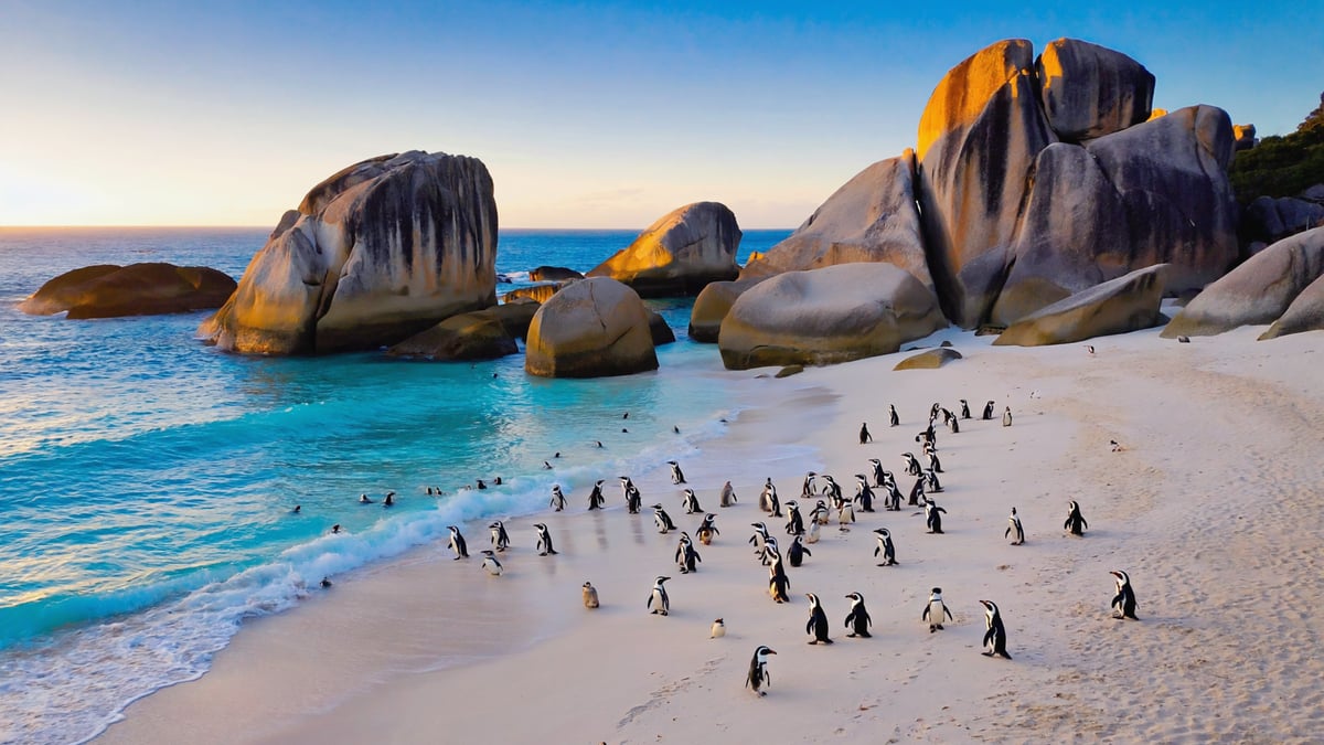 Boulders Beach African penguins close up