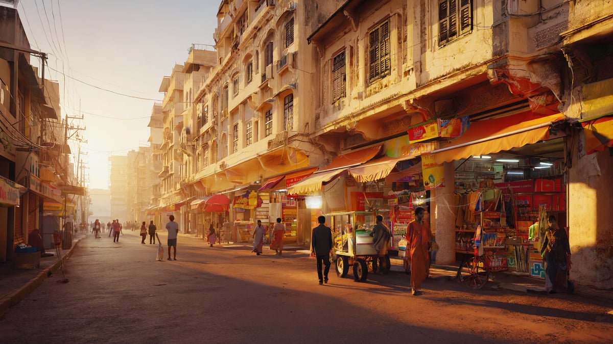 Colombo street life at dusk