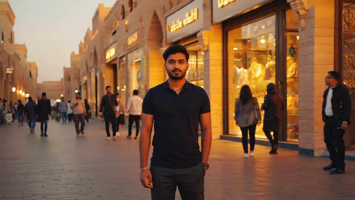 Dubai Holiday street life at dusk