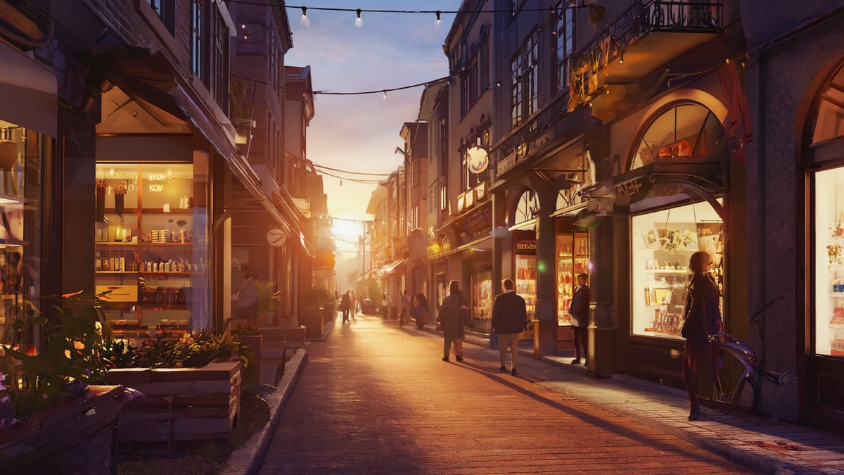 How street life at dusk