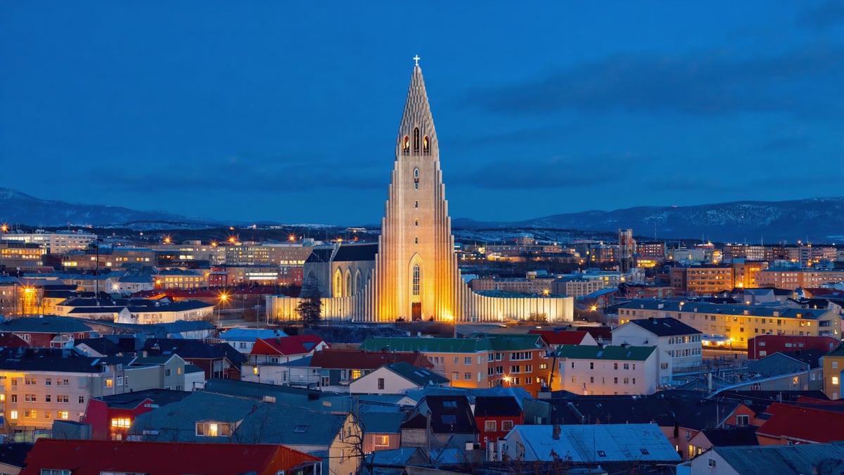 Reykjavik Hallgrimskirkja church and city