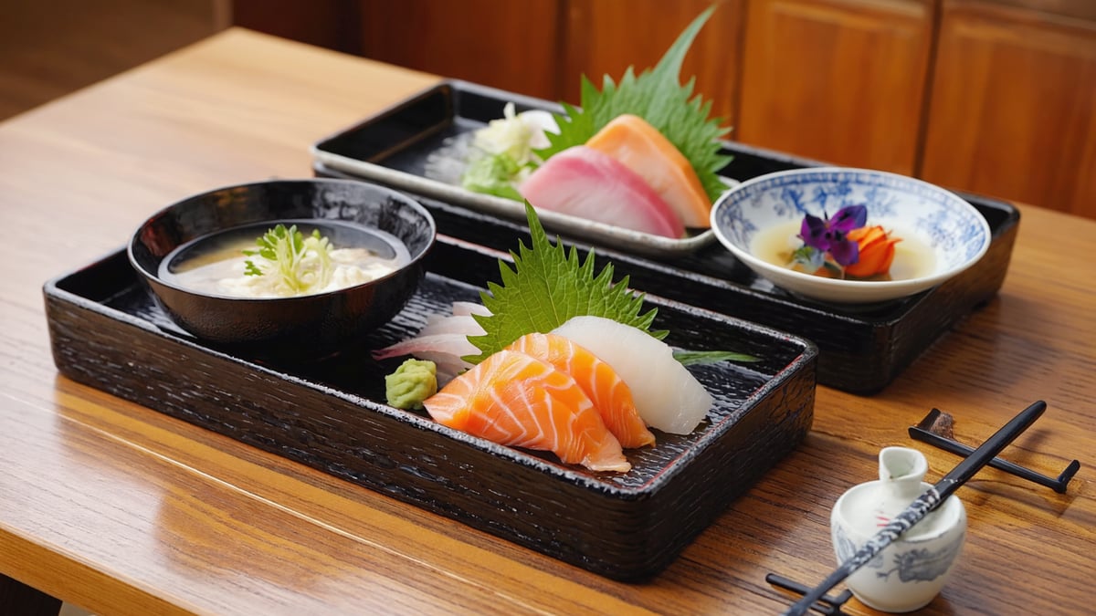 Kaiseki Japanese meal with seasonal dishes