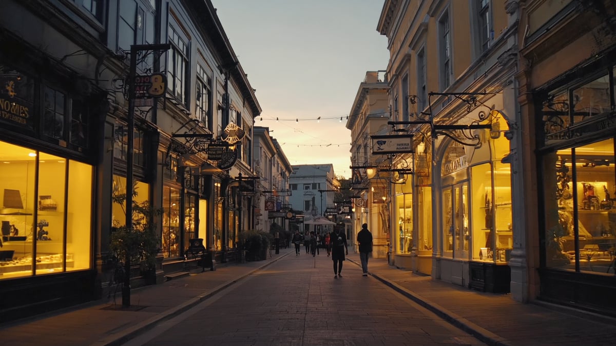 Long street life at dusk
