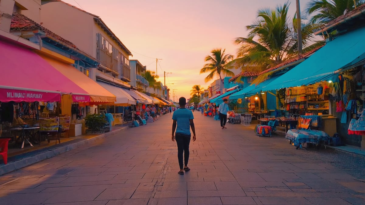 Maldives street life at dusk