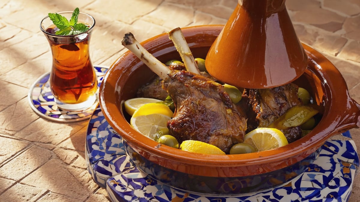 Moroccan tagine with couscous and mint tea