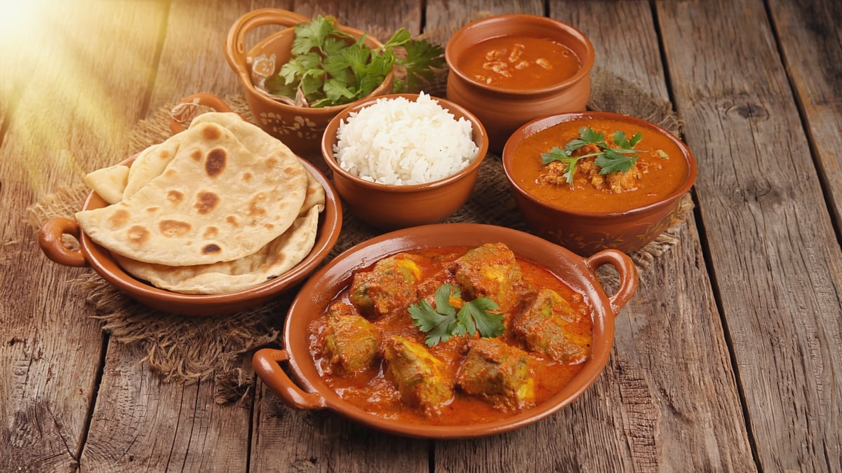 Mauritian Creole curry with dal puri