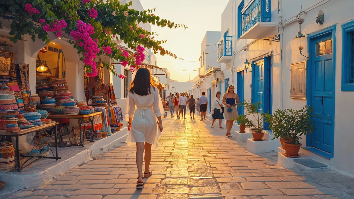 Mykonos Holiday street life at dusk