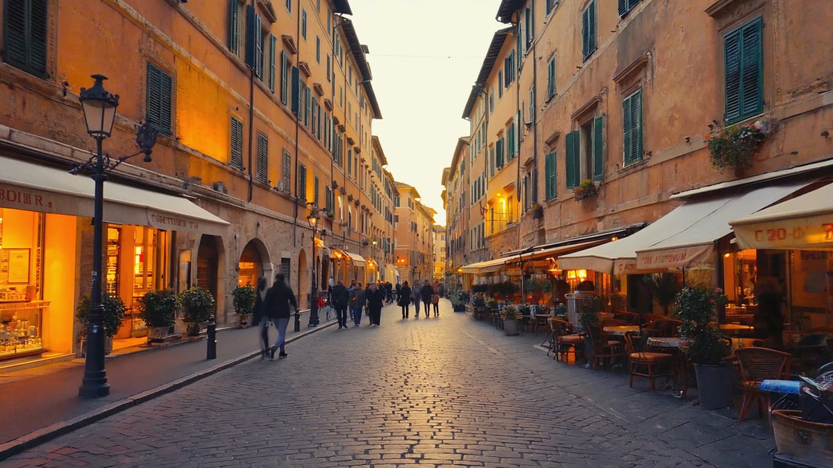 Rome Holiday street life at dusk