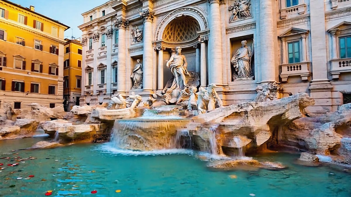 Trevi Fountain baroque sculptures closeup