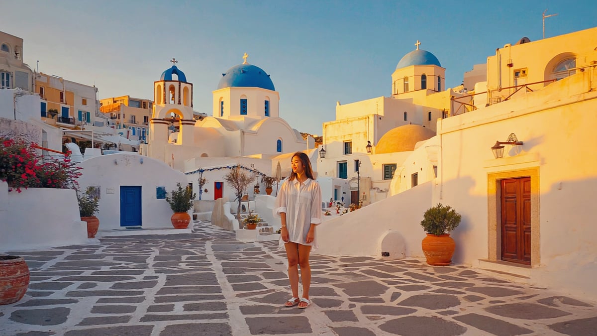 Santorini historic old town and local architecture