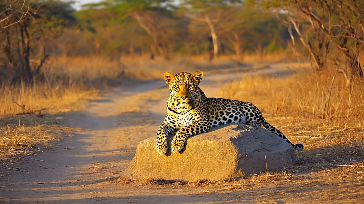 Yala National Park leopard on safari jeep trail
