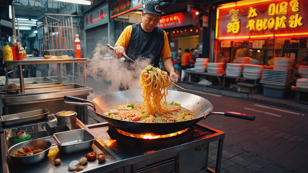 Bangkok Chinatown street food stall pad thai