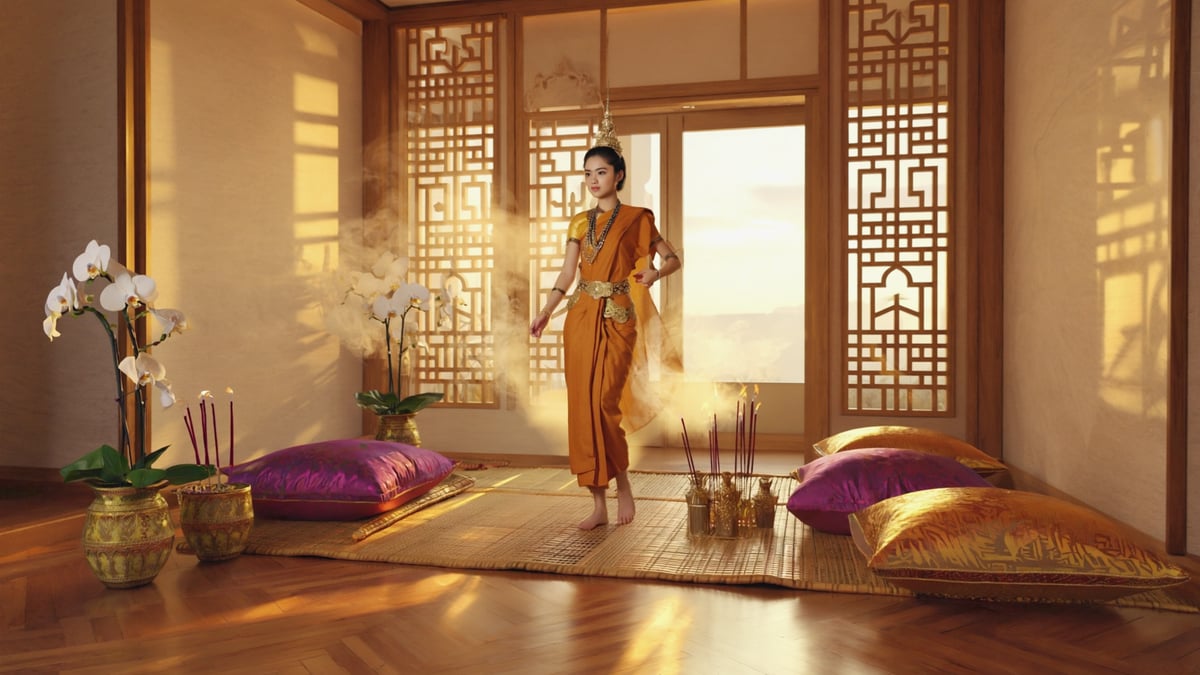 Thai massage traditional spa setting