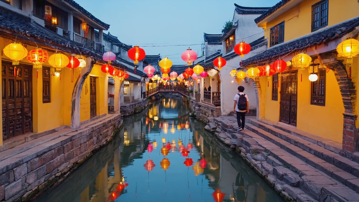 Hoi An ancient town colourful silk lanterns